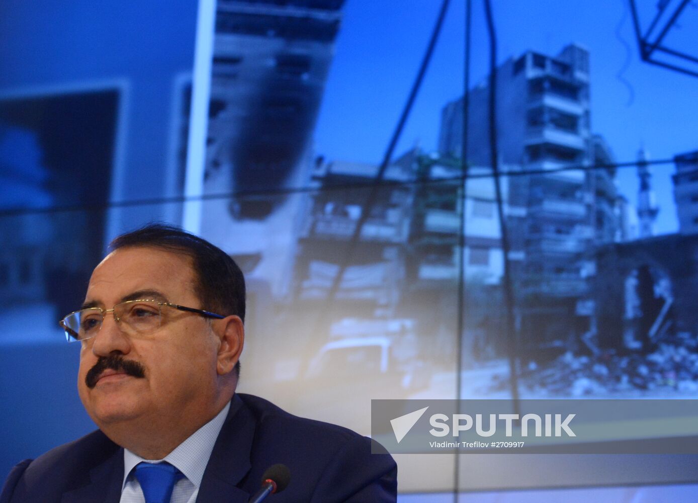 Press conference by ASyrian Russia ambassador Riad Haddad