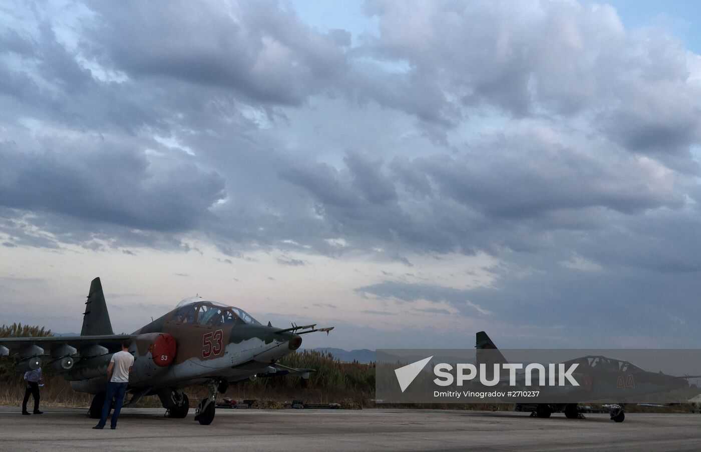 Russian Sukhoi jets at airfield near Latakia
