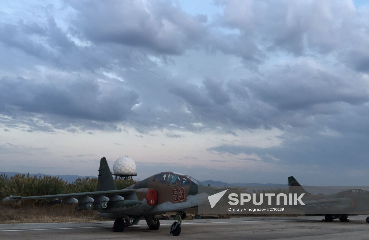 Russian Sukhoi jets at airfield near Latakia