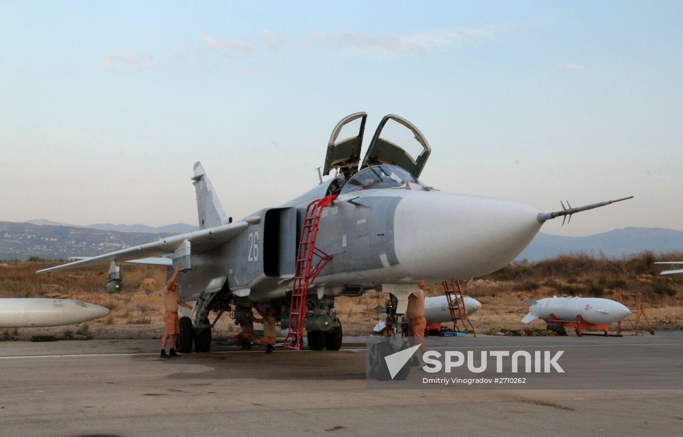 Russian warplanes at an airfield near Latakia