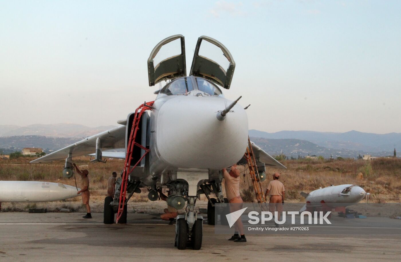 Russian warplanes at an airfield near Latakia