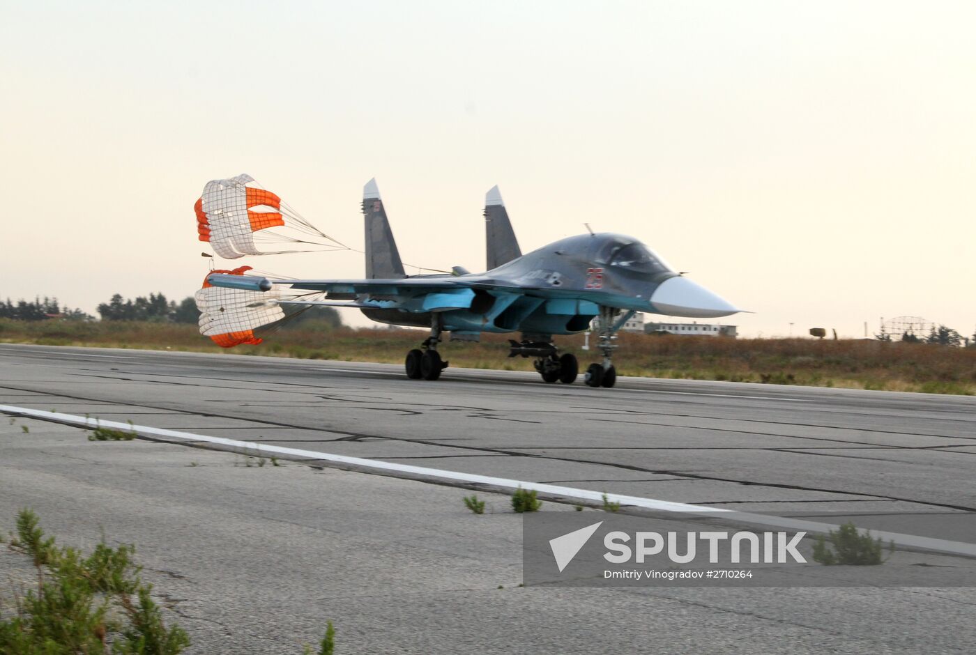 Russian warplanes at an airfield near Latakia