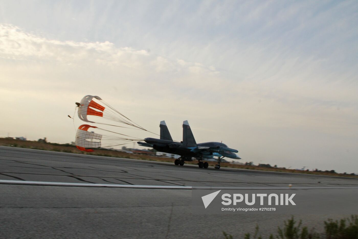 Russian Sukhoi jets at airfield near Latakia