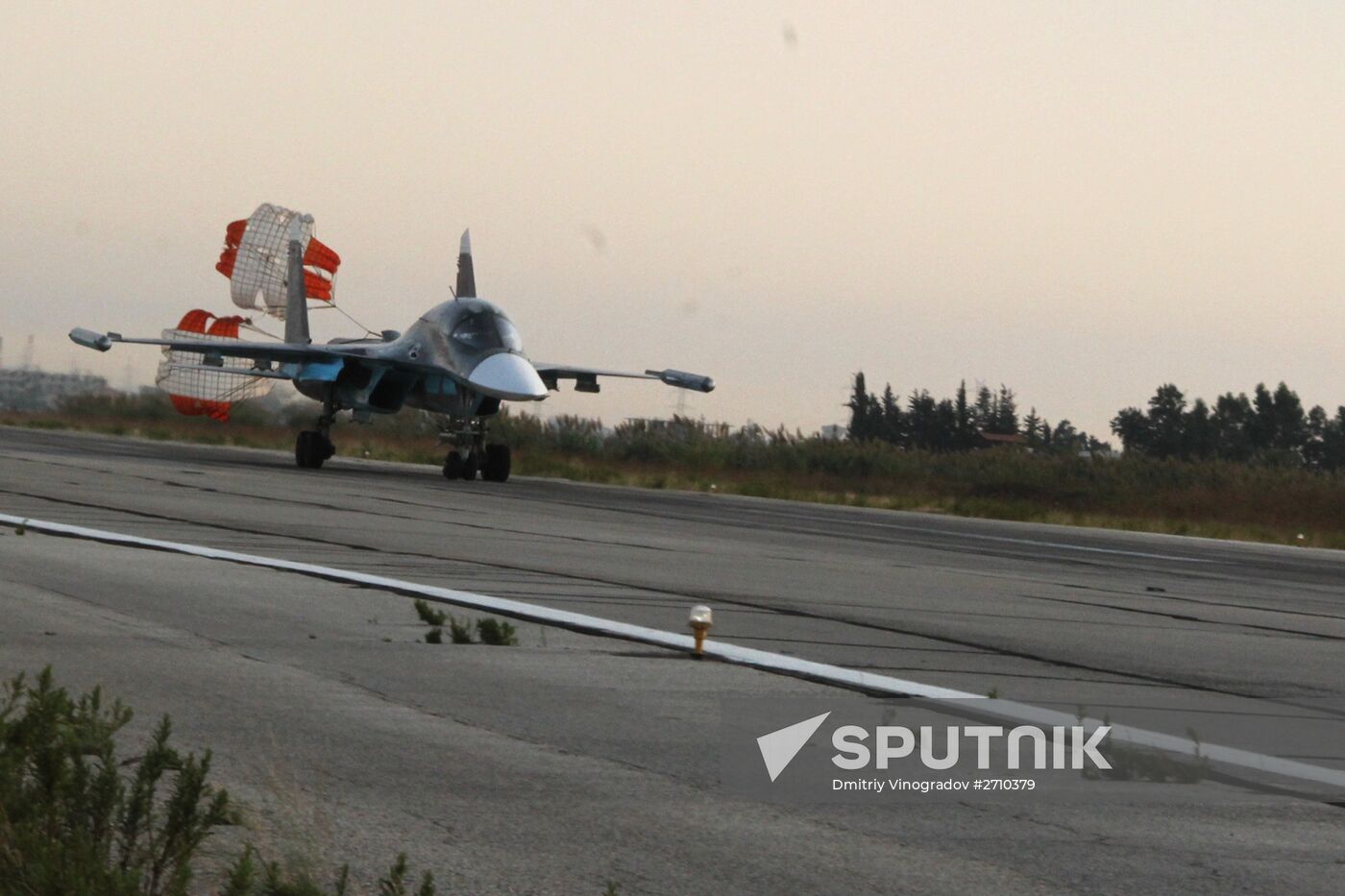 Russian Sukhoi jets at airfield near Latakia