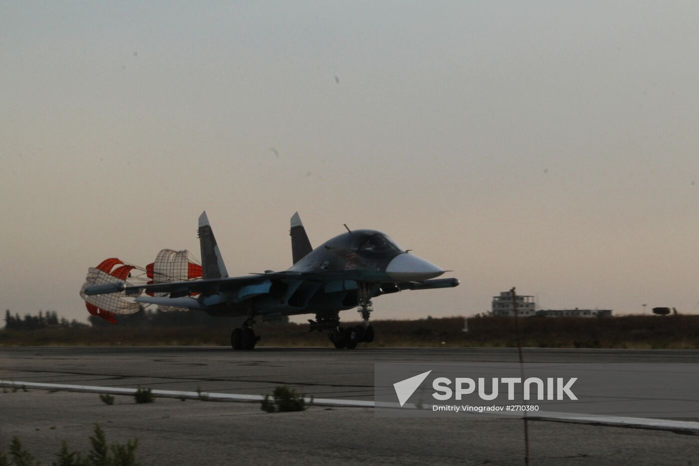 Russian Sukhoi jets at airfield near Latakia