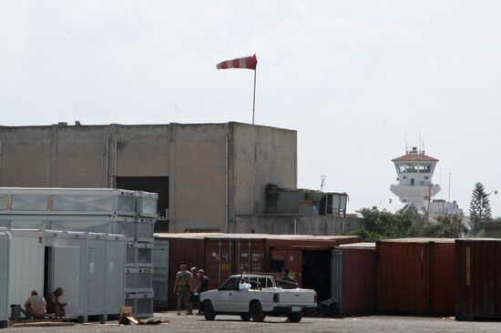 Russian servicemen at Hmeimim airbase in Syria