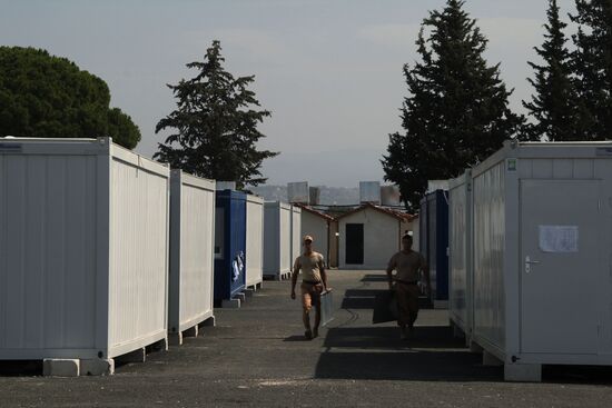Russian servicemen at Hmeimim airbase in Syria