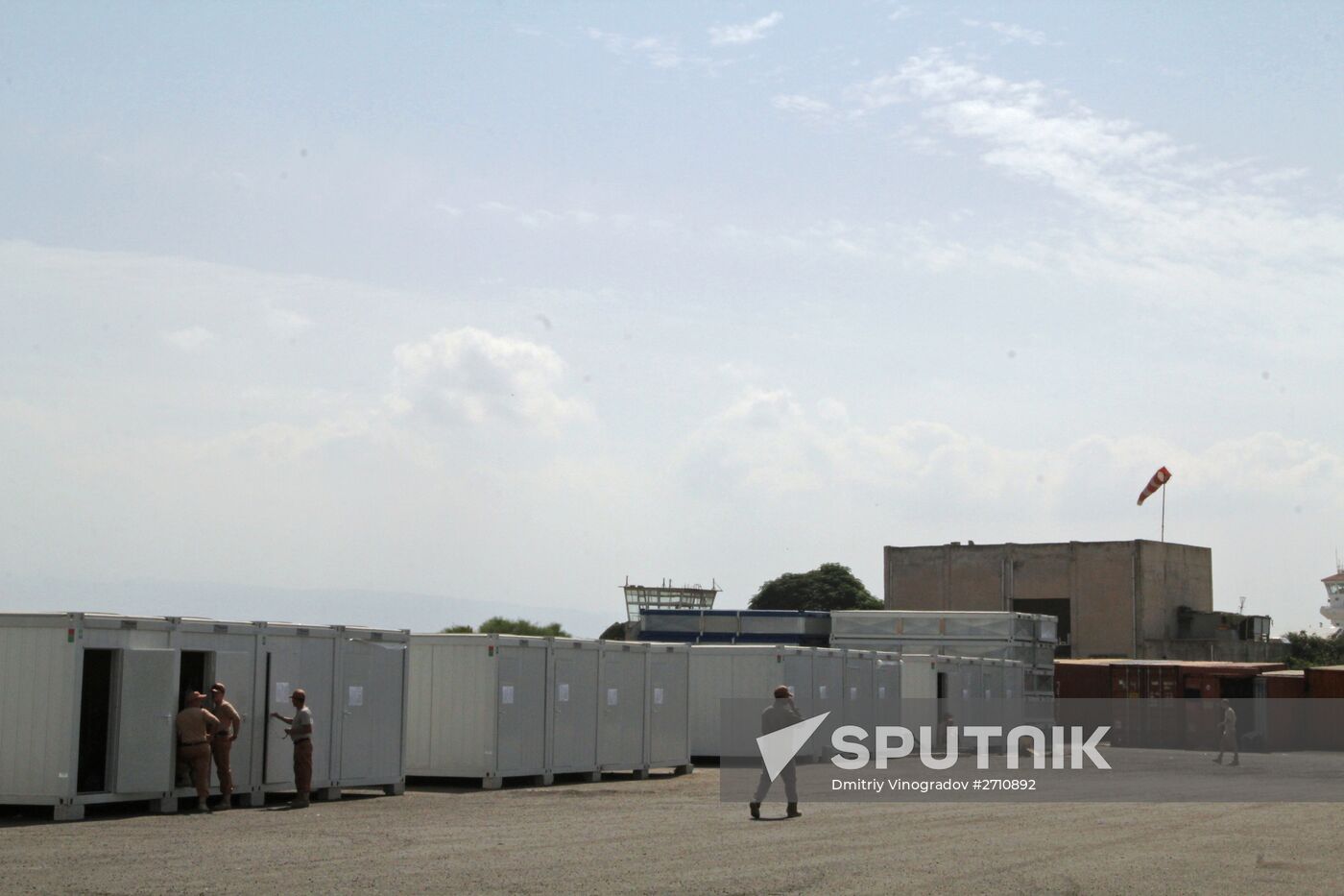 Russian servicemen at Hmeimim airbase in Syria