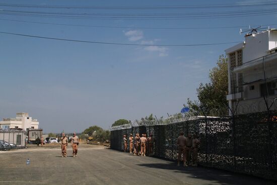 Russian servicemen at Hmeimim airbase in Syria