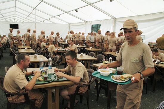 Russian servicemen at Hmeimim airbase in Syria