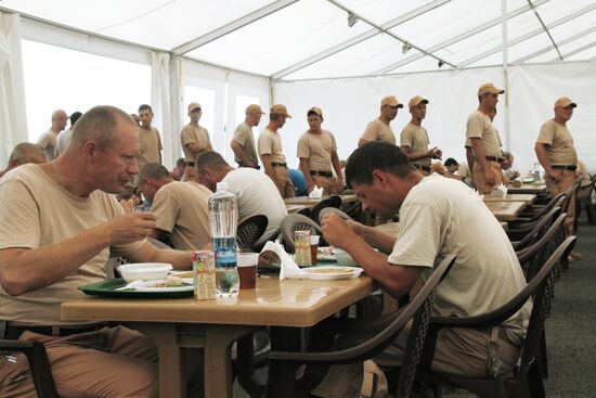 Russian servicemen at Hmeimim airbase in Syria
