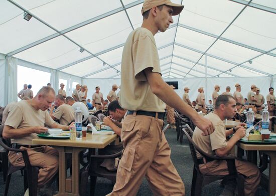Russian servicemen at Hmeimim airbase in Syria