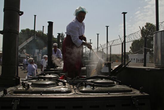 Russian servicemen at Hmeimim airbase in Syria
