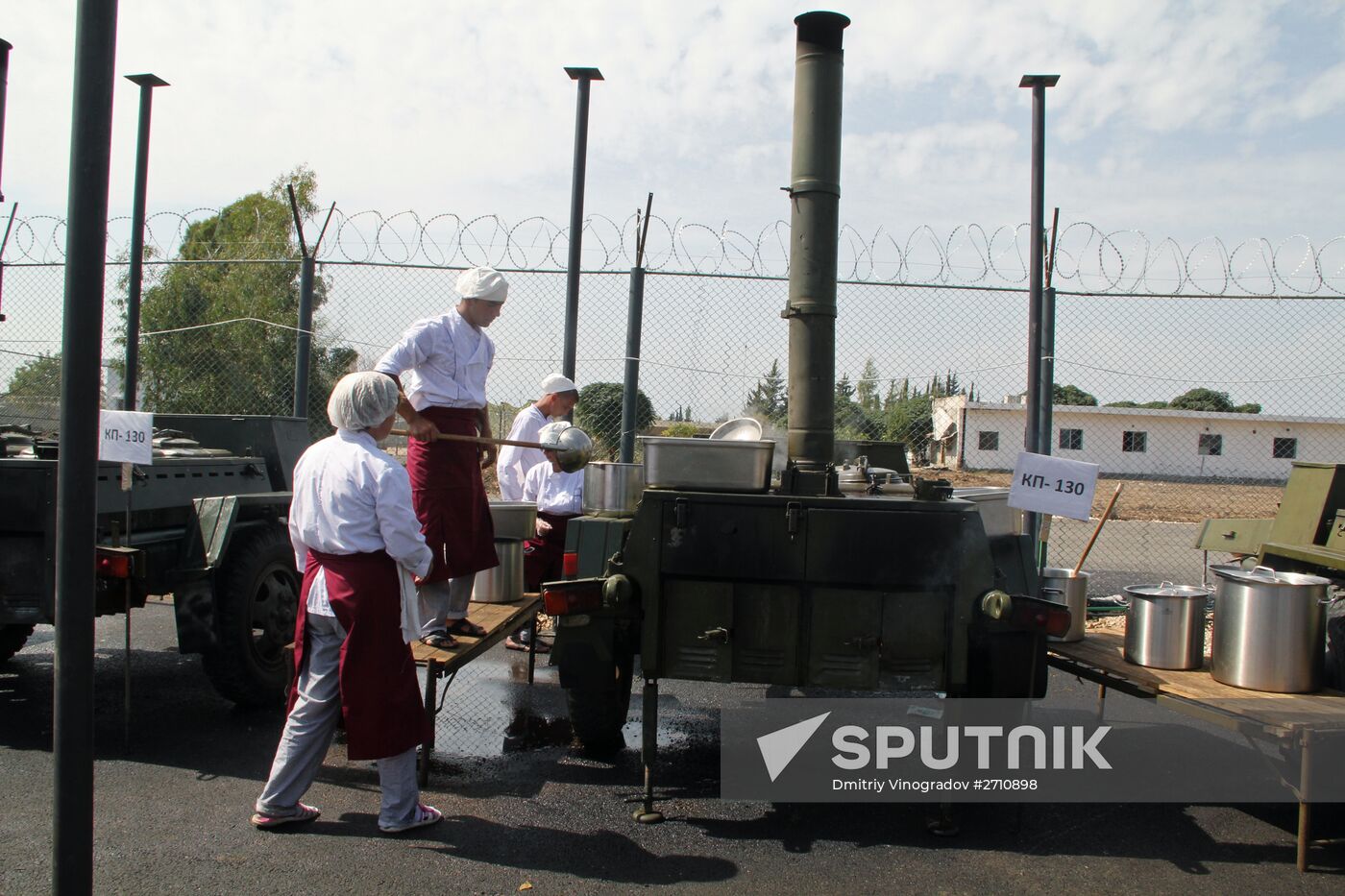 Russian servicemen at Hmeimim airbase in Syria