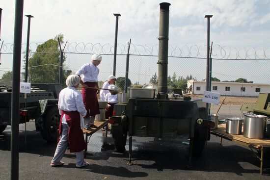 Russian servicemen at Hmeimim airbase in Syria