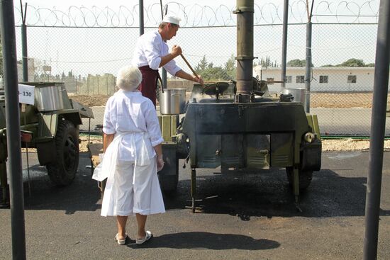 Russian servicemen at Hmeimim airbase in Syria