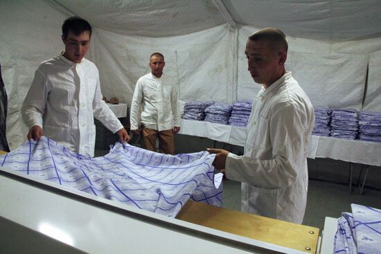 Russian servicemen at Hmeimim airbase in Syria