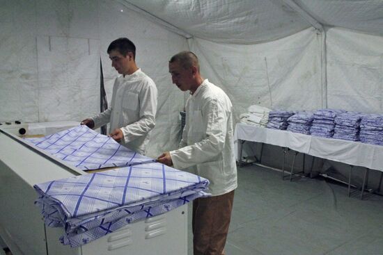 Russian servicemen at Hmeimim airbase in Syria