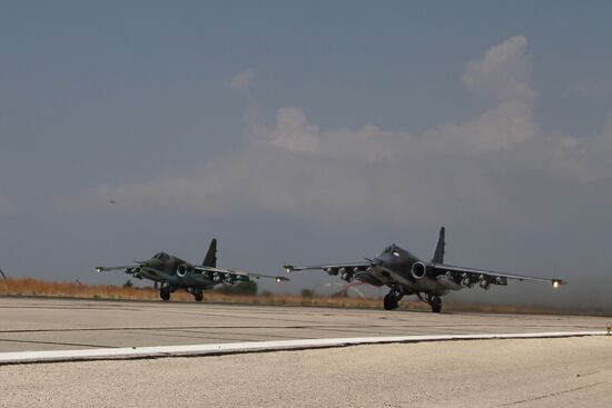 Russian war planes at Hmeimim base in Syria