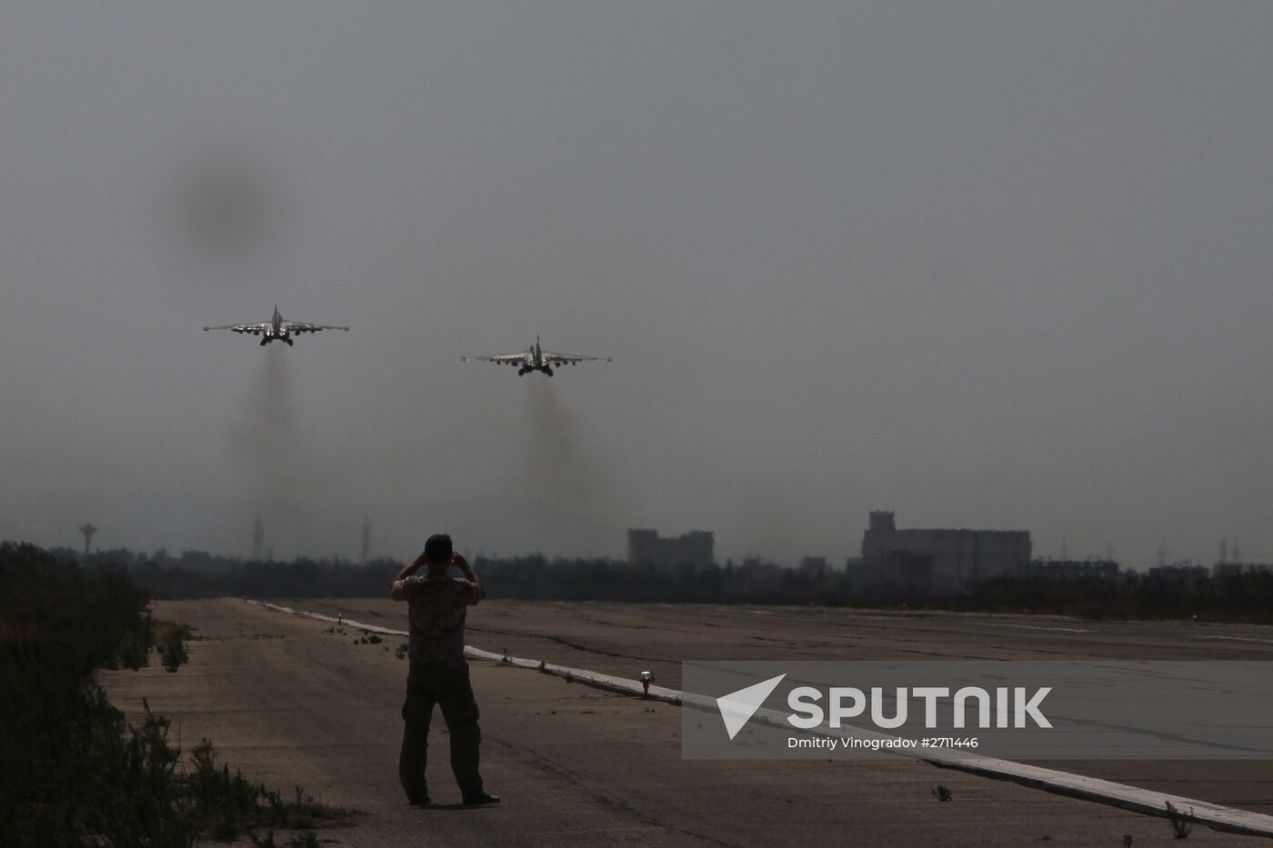 Russian war planes at Hmeimim base in Syria