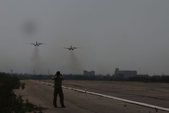 Russian war planes at Hmeimim base in Syria