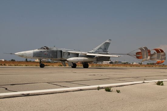 Russian war planes at Hmeimim base in Syria