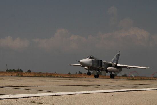 Russian war planes at Hmeimim base in Syria