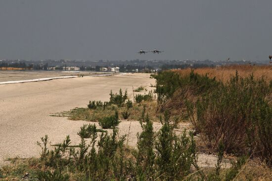 Russian war planes at Hmeimim base in Syria