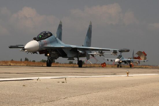 Russian war planes at Hmeimim base in Syria