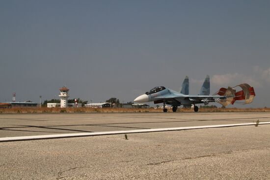 Russian war planes at Hmeimim base in Syria