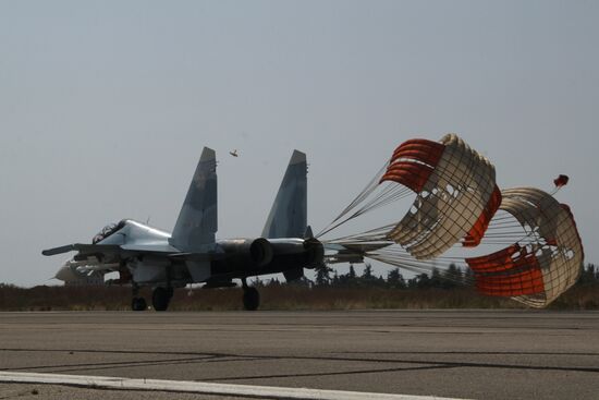 Russian war planes at Hmeimim base in Syria