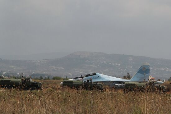 Russian war planes at Hmeimim base in Syria