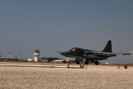 Russian war planes at Hmeimim base in Syria