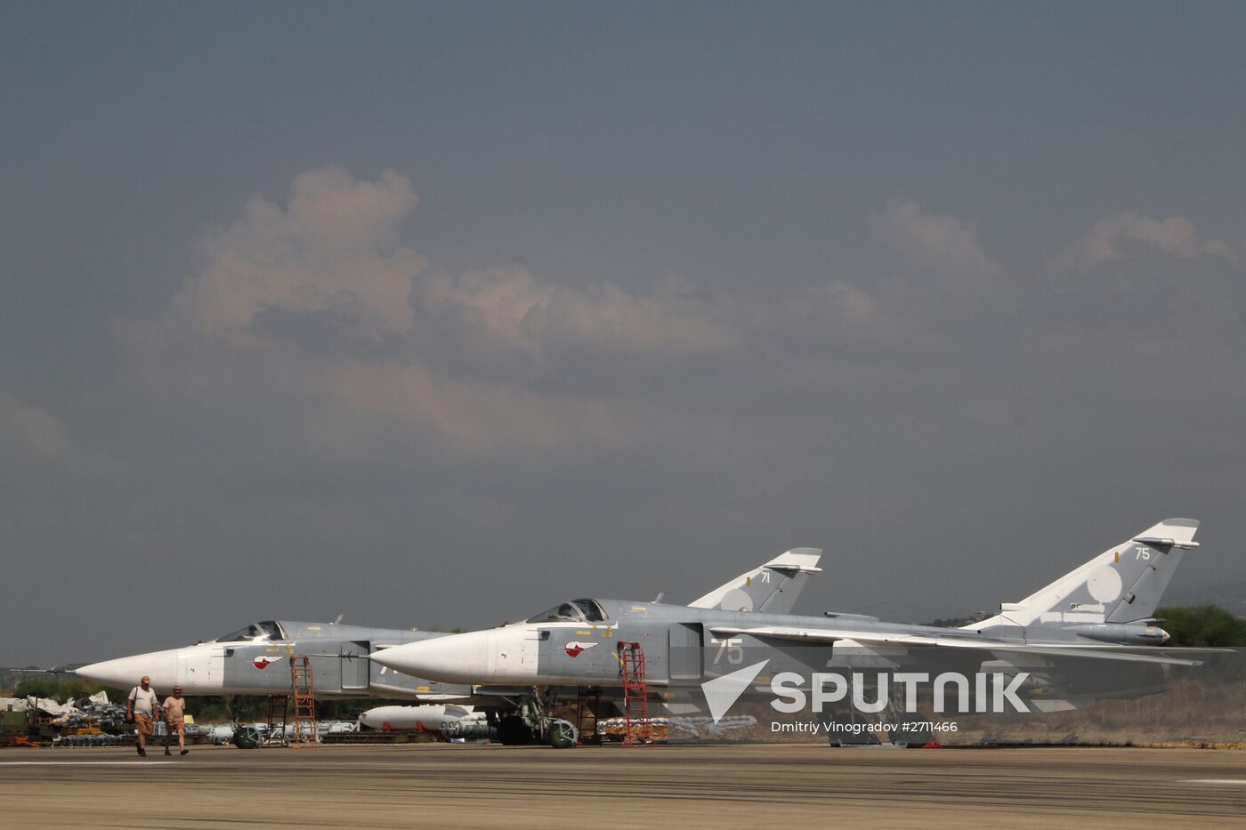 Russian war planes at Hmeimim base in Syria