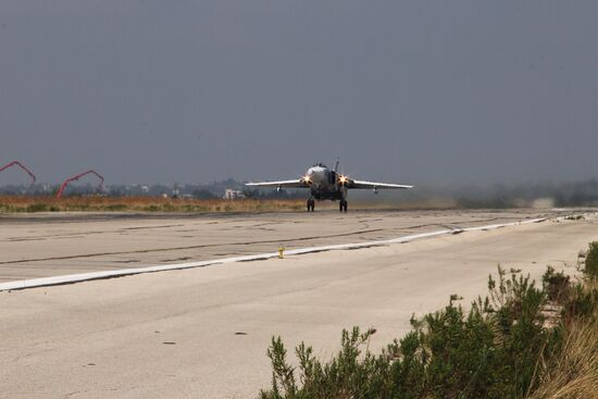 Russian war planes at Hmeimim base in Syria