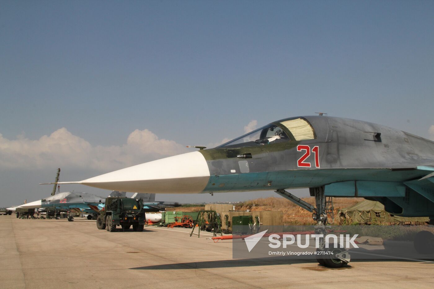 Russian war planes at Hmeimim base in Syria