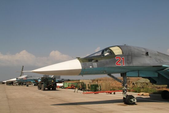 Russian war planes at Hmeimim base in Syria