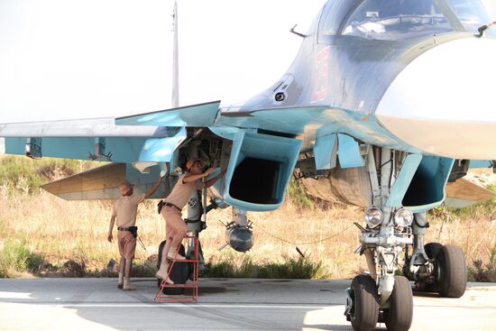 Russian war planes at Hmeimim base in Syria