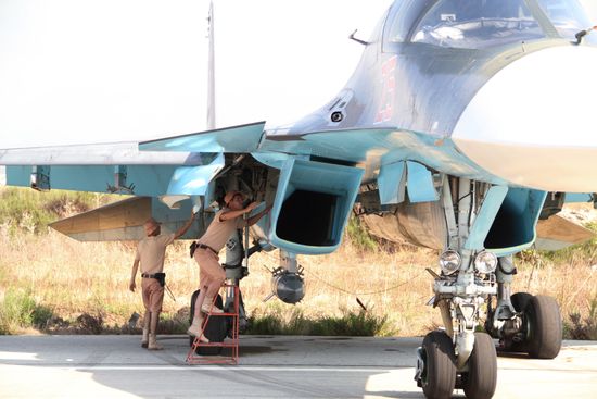Russian war planes at Hmeimim base in Syria