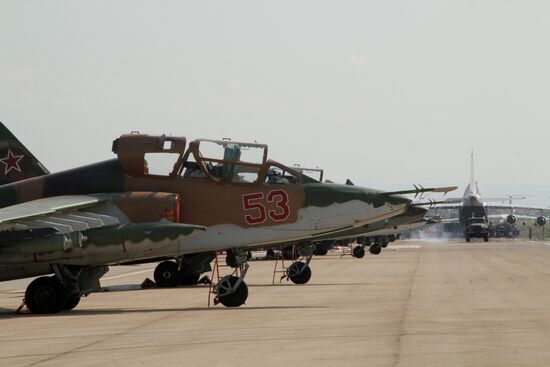 Russian war planes at Hmeimim base in Syria