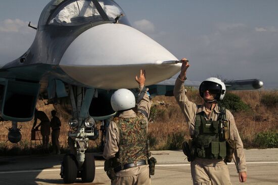 Russian war planes at Hmeimim base in Syria