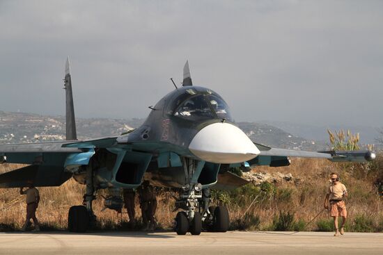 Russian war planes at Hmeimim base in Syria