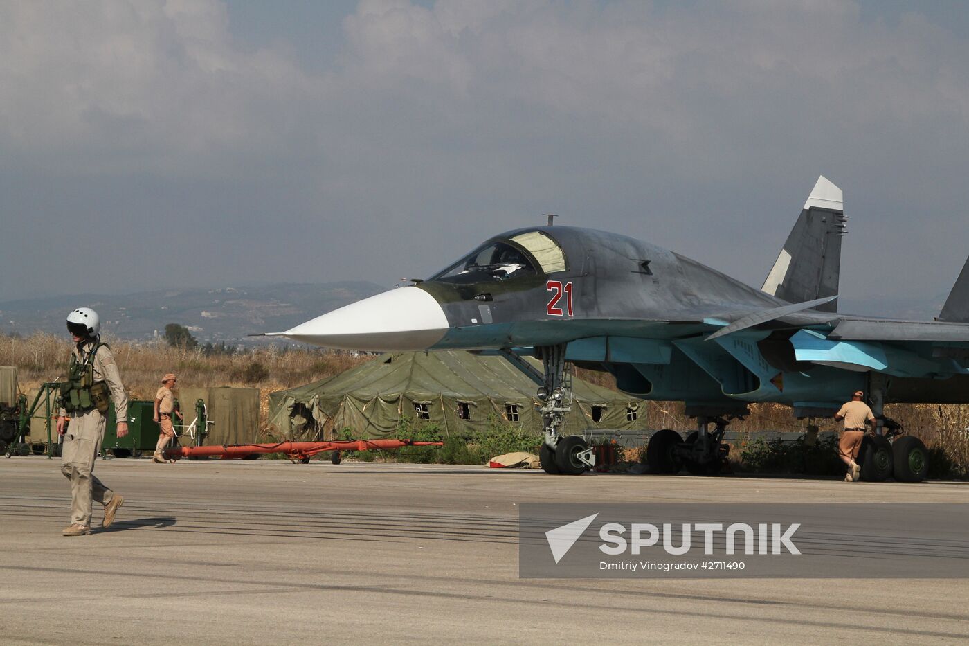 Russian war planes at Hmeimim base in Syria