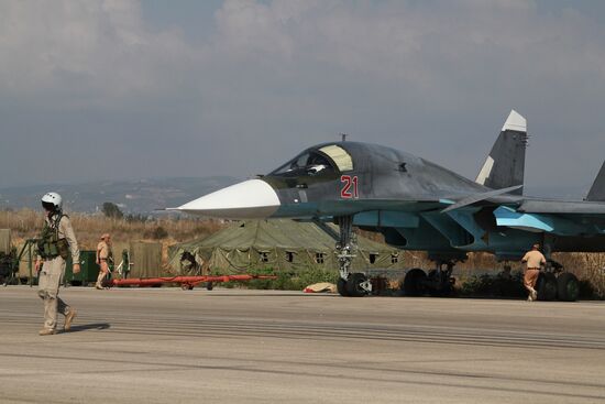 Russian war planes at Hmeimim base in Syria