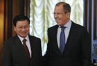 Russian Foreign Minister Sergei Lavrov meets with his Laotian counterpart Thongloun Sisoulith