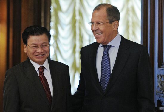 Russian Foreign Minister Sergei Lavrov meets with his Laotian counterpart Thongloun Sisoulith