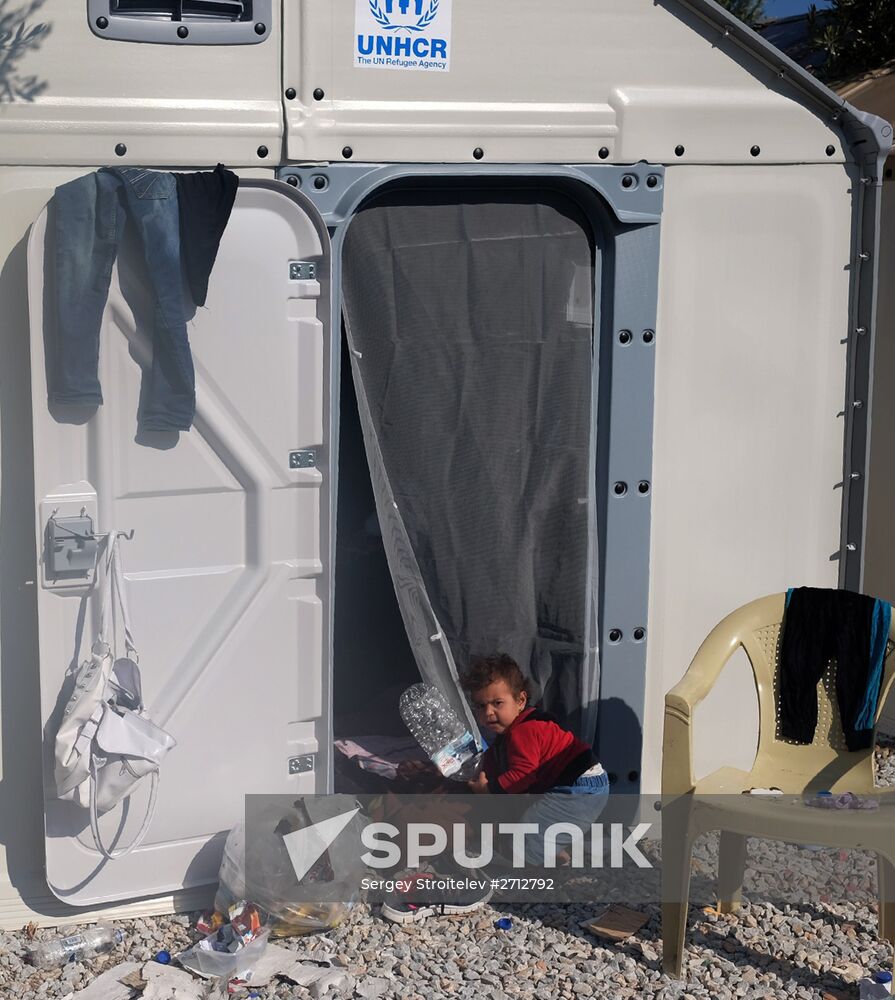 Middle Eastern refugees on Lesbos island in Greece