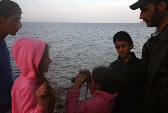 Middle Eastern refugees on Lesbos island in Greece