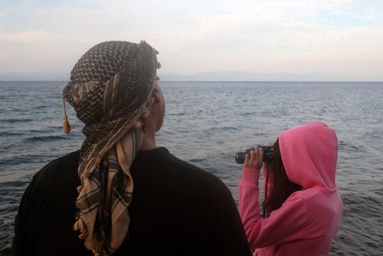 Middle Eastern refugees on Lesbos island in Greece