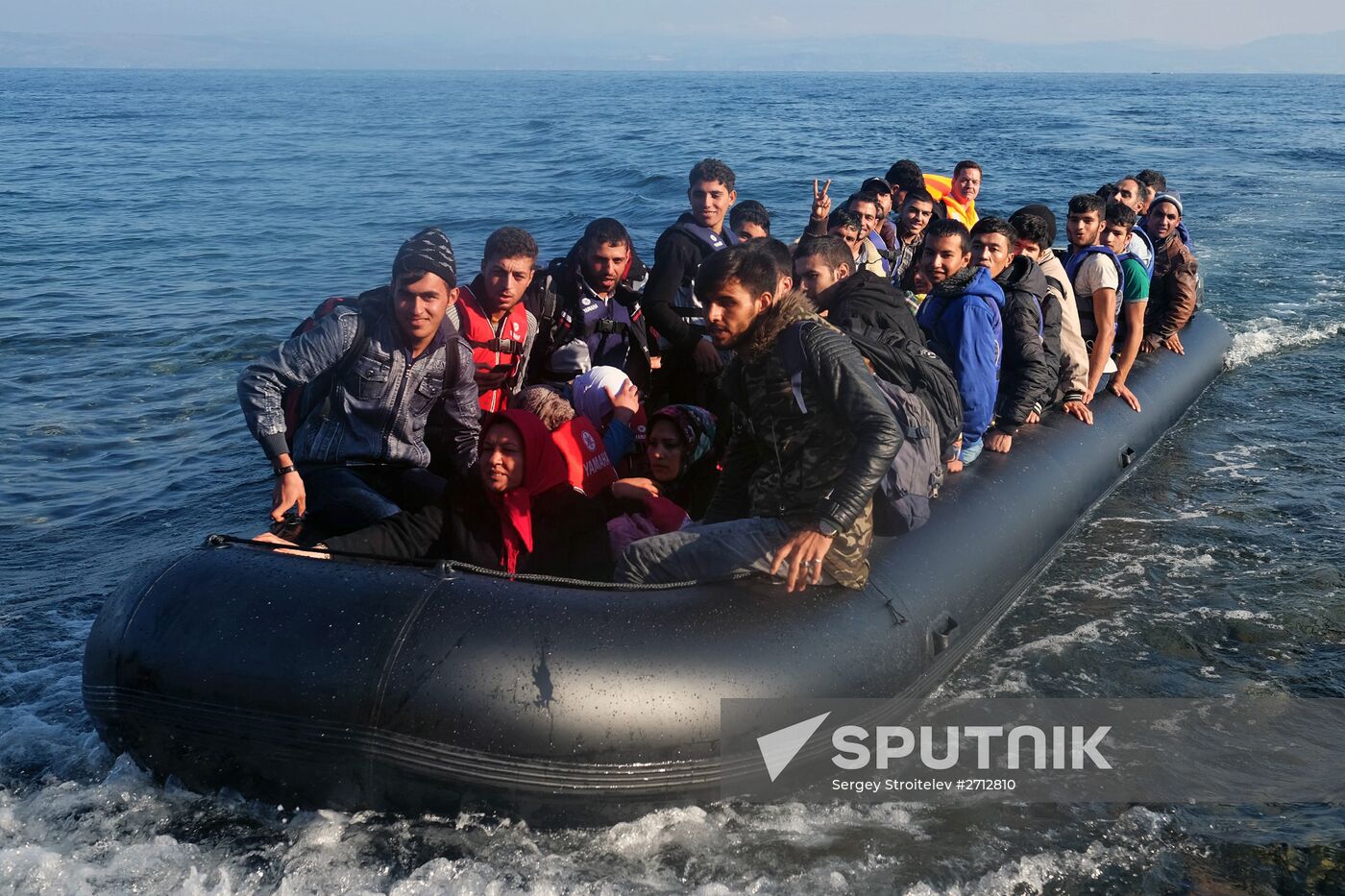 Middle Eastern refugees on Lesbos island in Greece